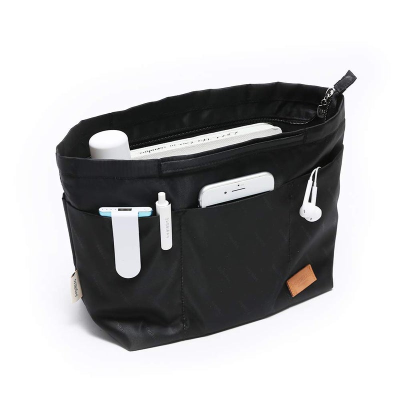iN. Multi-Pocket Travel Handbag Organizer Insert Large for Tote Bag Purse Liner Insert Organizer with Handles (Large, Black) - Image 1